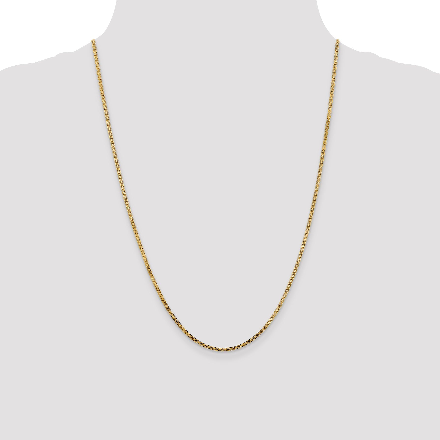 14K Yellow Gold 24 Inch 1.8mm Lightweight Flat Bismark With Lobster Clasp Chain Necklace