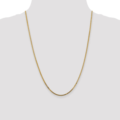 14K Yellow Gold 24 Inch 1.8mm Lightweight Flat Bismark With Lobster Clasp Chain Necklace