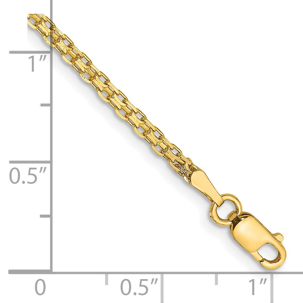 14K Yellow Gold 7 Inch 1.8mm Lightweight Flat Bismark With Lobster Clasp Bracelet