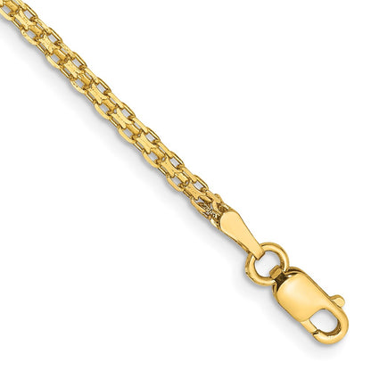 14K Yellow Gold 7 Inch 1.8mm Lightweight Flat Bismark With Lobster Clasp Bracelet