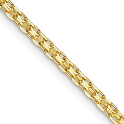 14K Yellow Gold 16 Inch 1.8mm Lightweight Flat Bismark With Lobster Clasp Chain Necklace