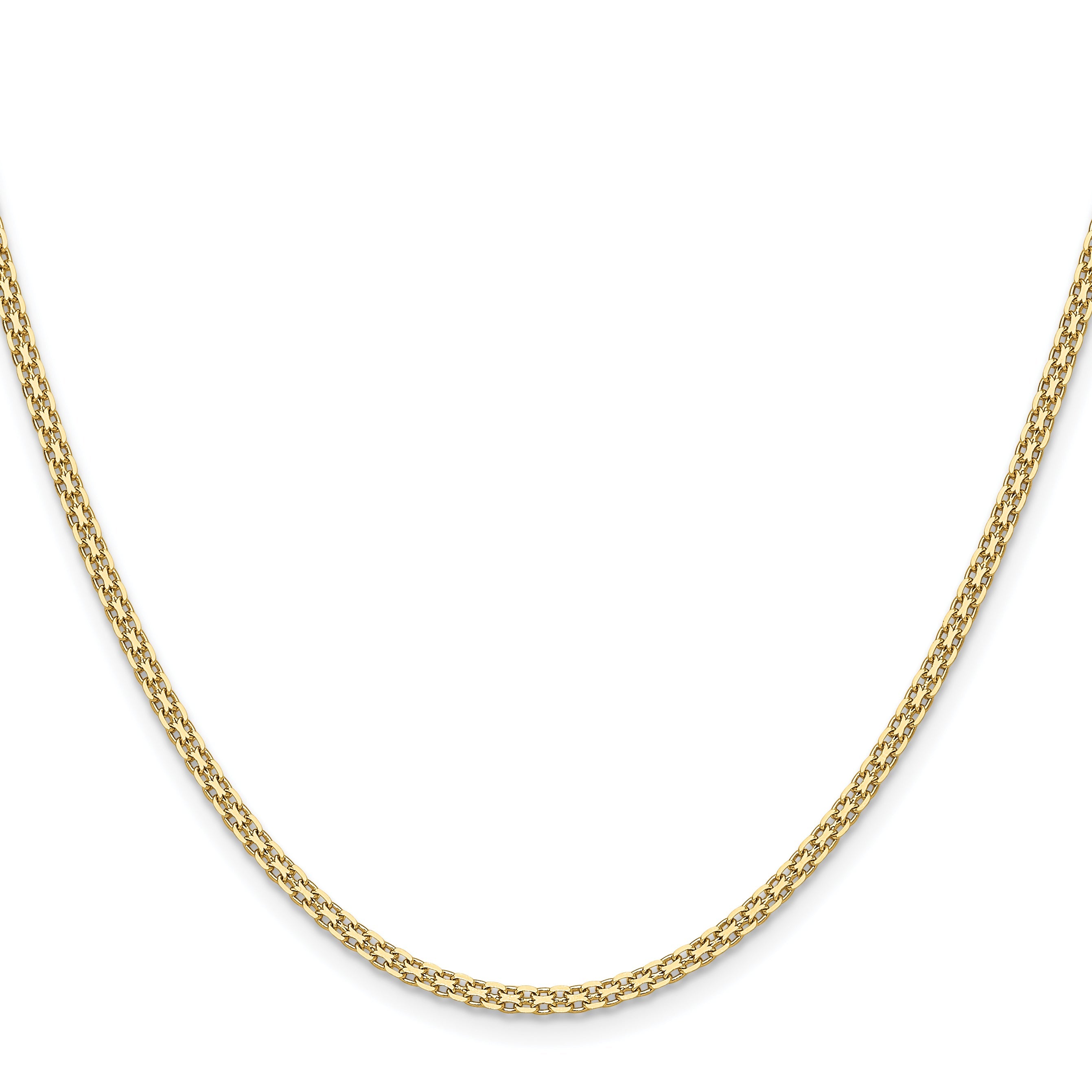 18 Inch 14K Yellow Gold 2.2mm Lightweight Flat Bismark Chain Necklace