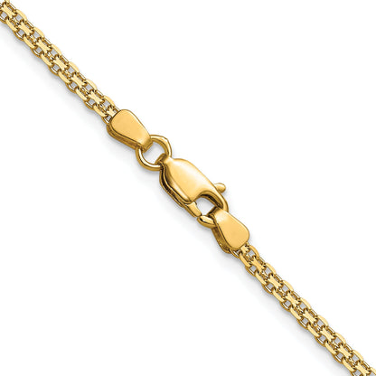 24 Inch 14K Yellow Gold 2.2mm Lightweight Flat Bismark Chain Necklace