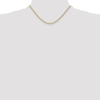 16 Inch 14K Yellow Gold 2.2mm Lightweight Flat Bismark Chain Necklace