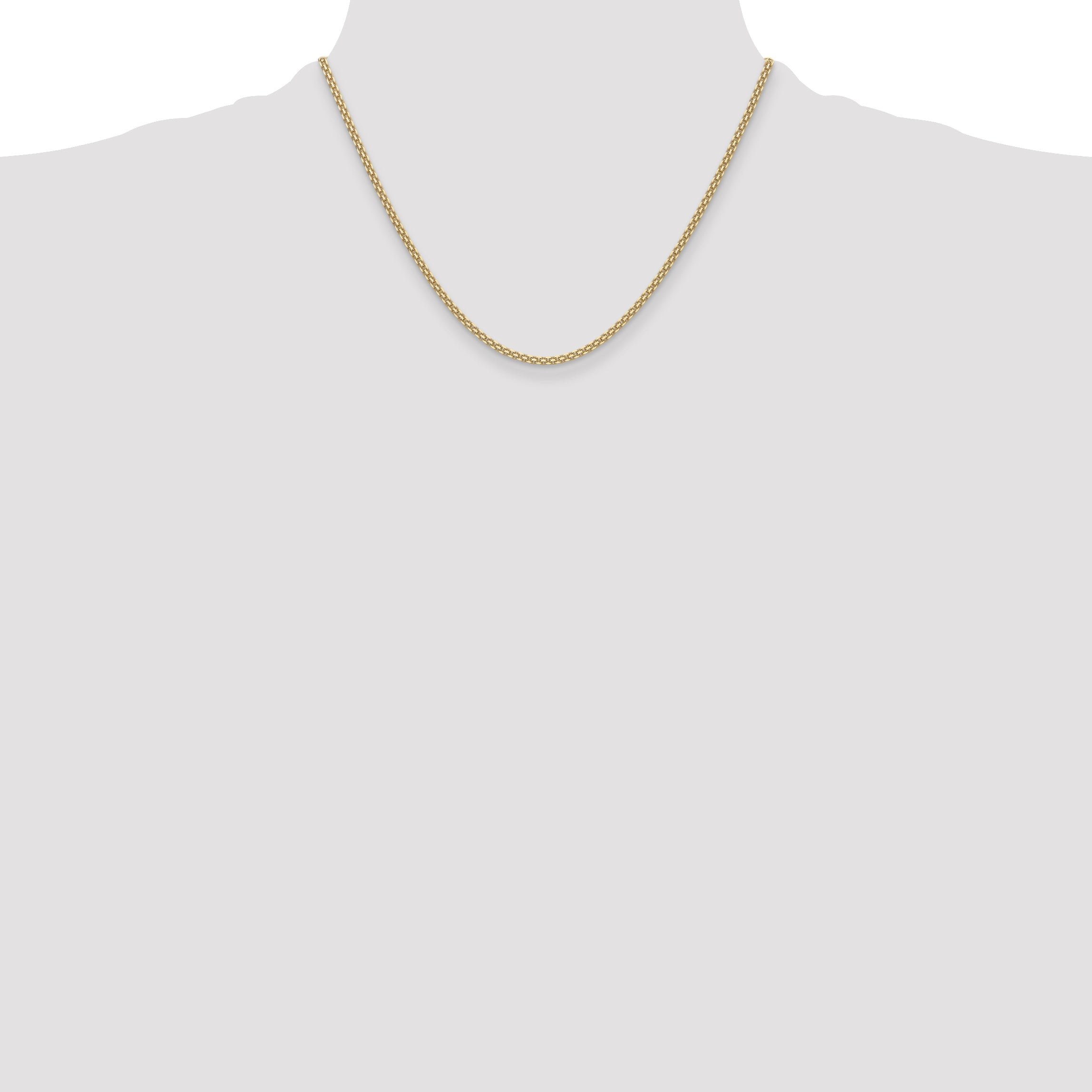 18 Inch 14K Yellow Gold 2.2mm Lightweight Flat Bismark Chain Necklace