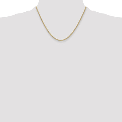 18 Inch 14K Yellow Gold 2.2mm Lightweight Flat Bismark Chain Necklace