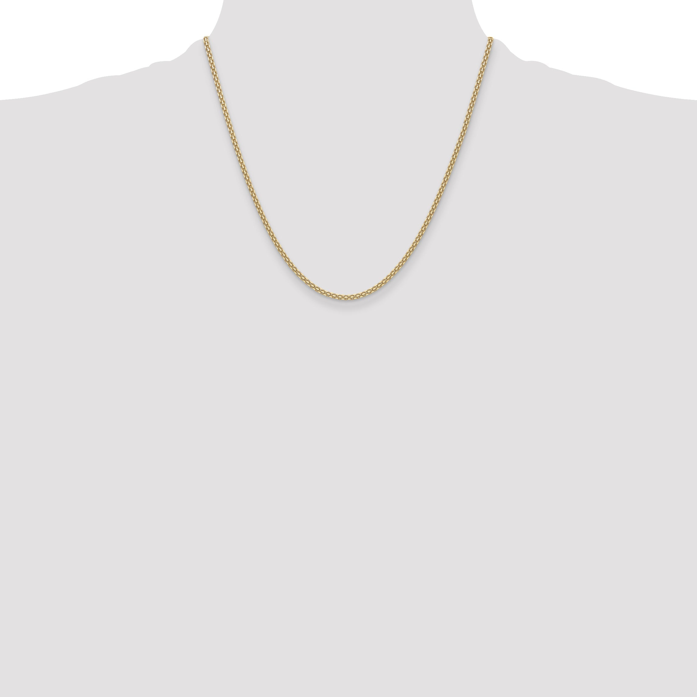 2 Inch 14K Yellow Gold 2.2mm Lightweight Flat Bismark Chain Necklace