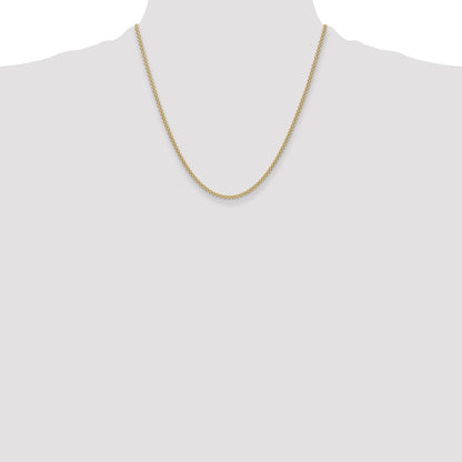 2 Inch 14K Yellow Gold 2.2mm Lightweight Flat Bismark Chain Necklace