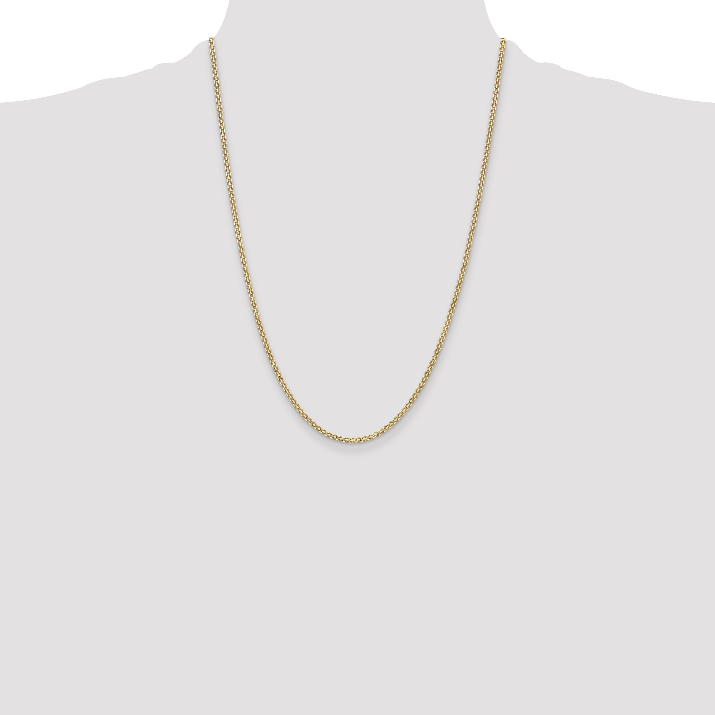 24 Inch 14K Yellow Gold 2.2mm Lightweight Flat Bismark Chain Necklace