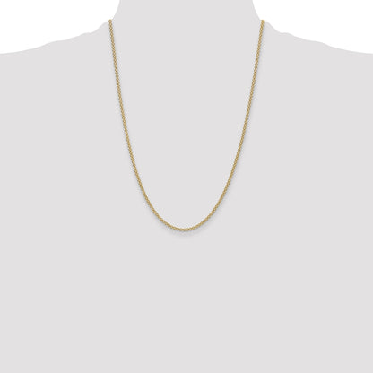 24 Inch 14K Yellow Gold 2.2mm Lightweight Flat Bismark Chain Necklace