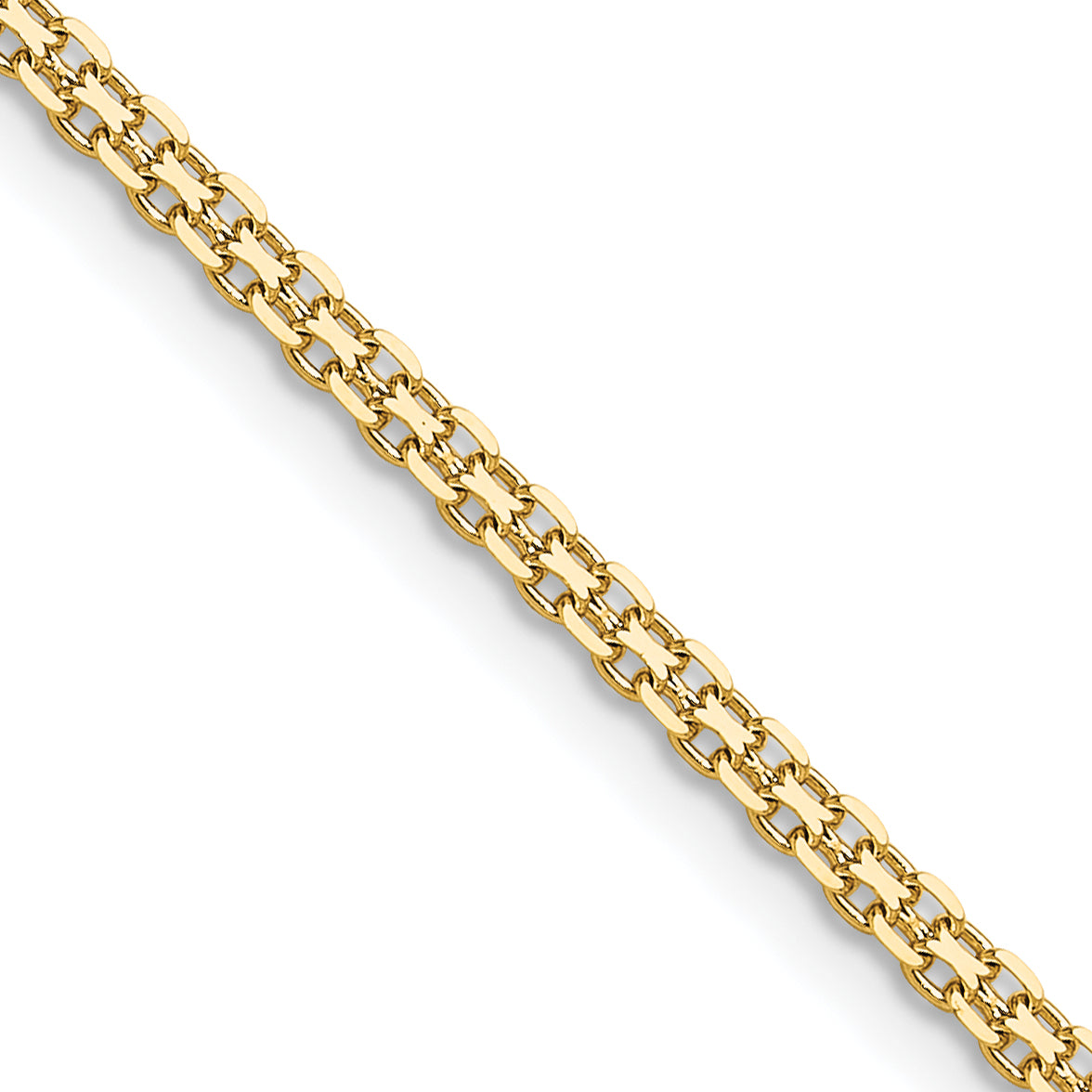 24 Inch 14K Yellow Gold 2.2mm Lightweight Flat Bismark Chain Necklace