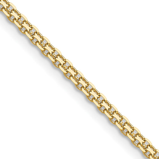 16 Inch 14K Yellow Gold 2.2mm Lightweight Flat Bismark Chain Necklace