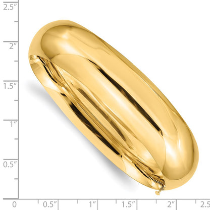 14K Yellow Gold 11/16 Oversize High Polished 17.00mm Hinged Oval Bangle Bracelet