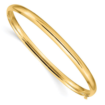 14K Yellow Gold 3/16 Oversize High Polished 5.00mm Hinged Oval Bangle Bracelet