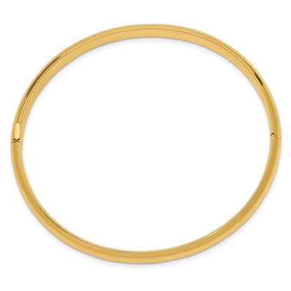 14K Yellow Gold 4/16 High Polished 6.00mm Hinged Oval Bangle Bracelet