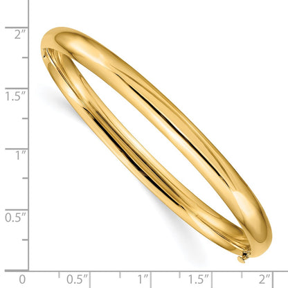 14K Yellow Gold 4/16 High Polished 6.00mm Hinged Oval Bangle Bracelet