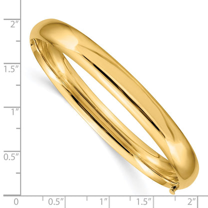 14K Yellow Gold 5/16 High Polished 8.00mm Hinged Oval Bangle Bracelet
