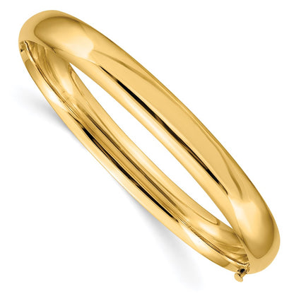 14K Yellow Gold 5/16 Oversize High Polished 6.00mm Hinged Oval Bangle Bracelet