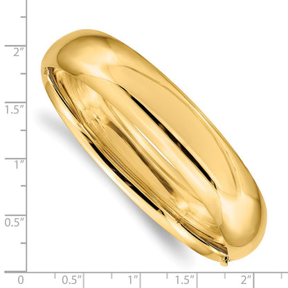 14K Yellow Gold 9/16 High Polished 14.5mm Hinged Oval Bangle Bracelet