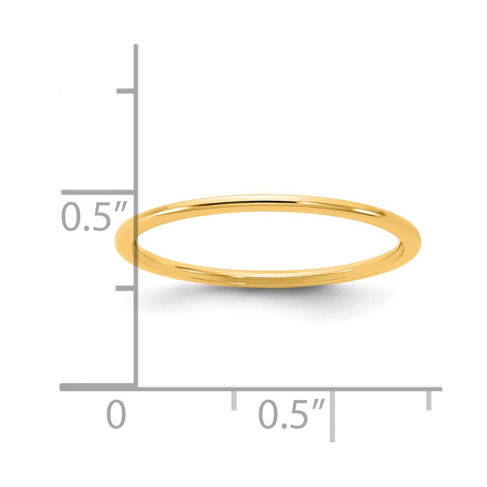 14K Yellow Gold 1mm Half Round Band