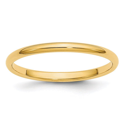 18k Yellow Gold 2mm Half-Round Wedding Band Ring