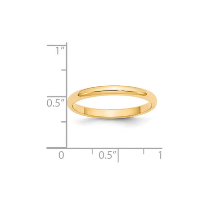 18k Yellow Gold 2.5mm Half Round Wedding Band Ring