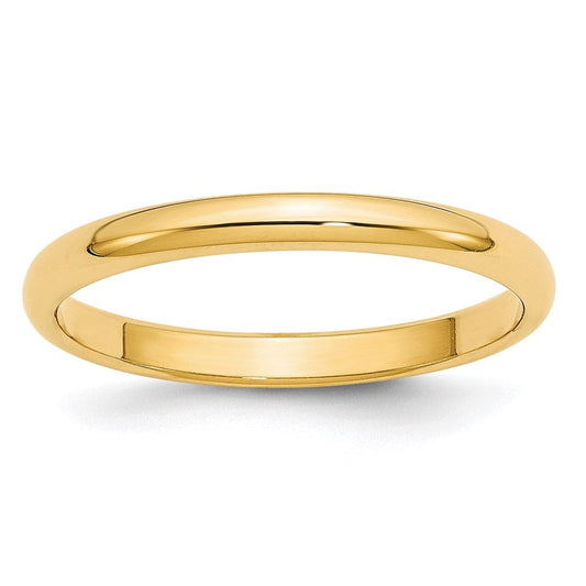 14k Yellow Gold 2.5mm Half Round Wedding Band Ring