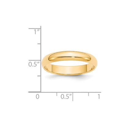 18k Yellow Gold 4mm Half-Round Wedding Band Ring