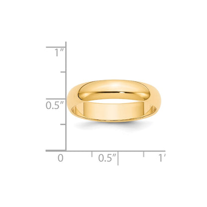 Solid 18K Yellow Gold 5mm Half-Round Wedding Men's/Women's Wedding Band Ring Size 10.5