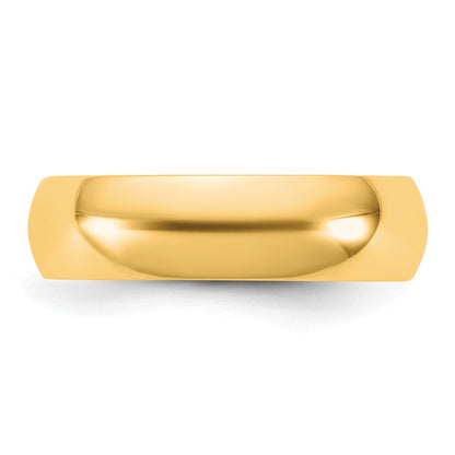 10K Yellow Gold 10Ky 5.5mm Half Round Band Size 13