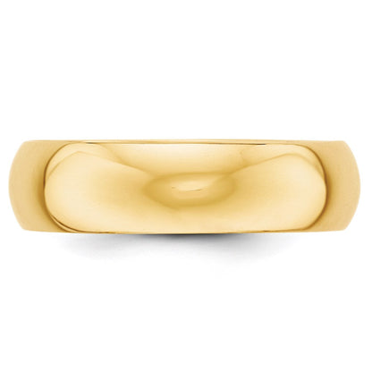 Solid 18K Yellow Gold 6mm Half-Round Wedding Men's/Women's Wedding Band Ring Size 6.5