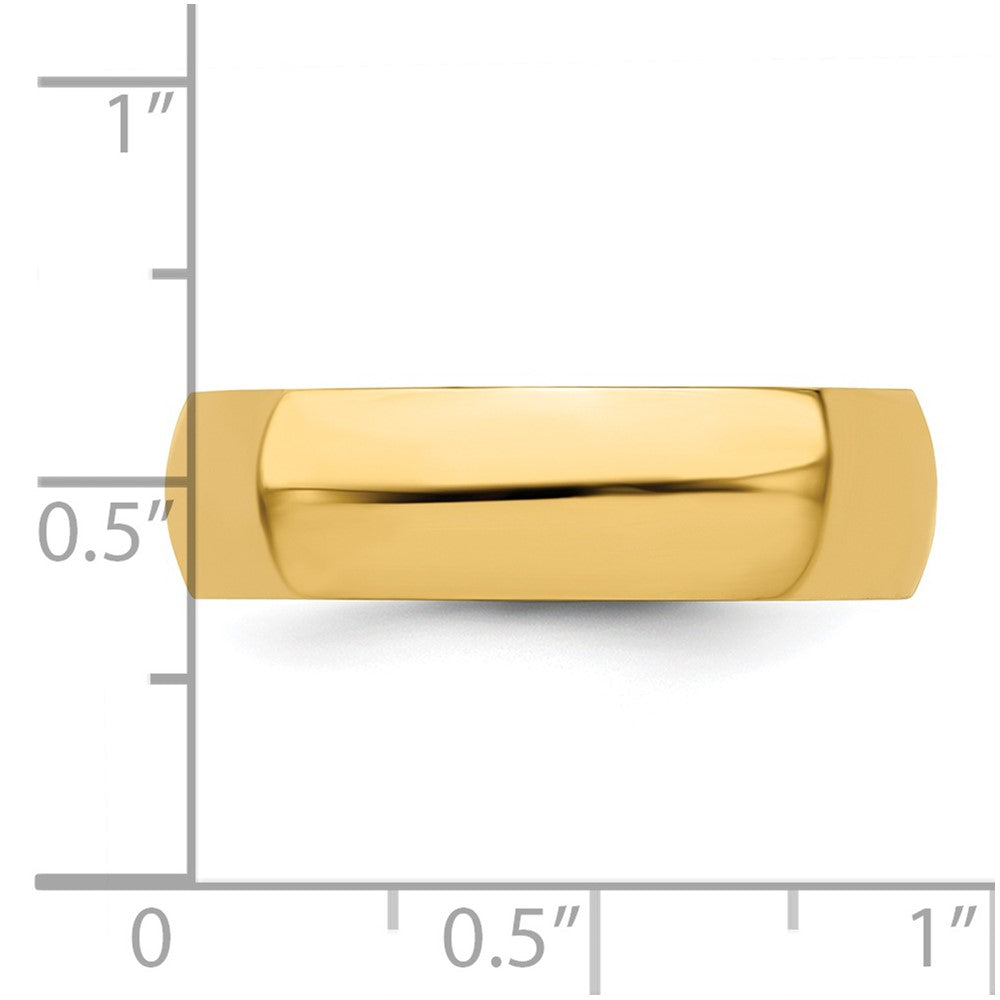 14k Yellow Gold 6mm Half-Round Wedding Band Ring