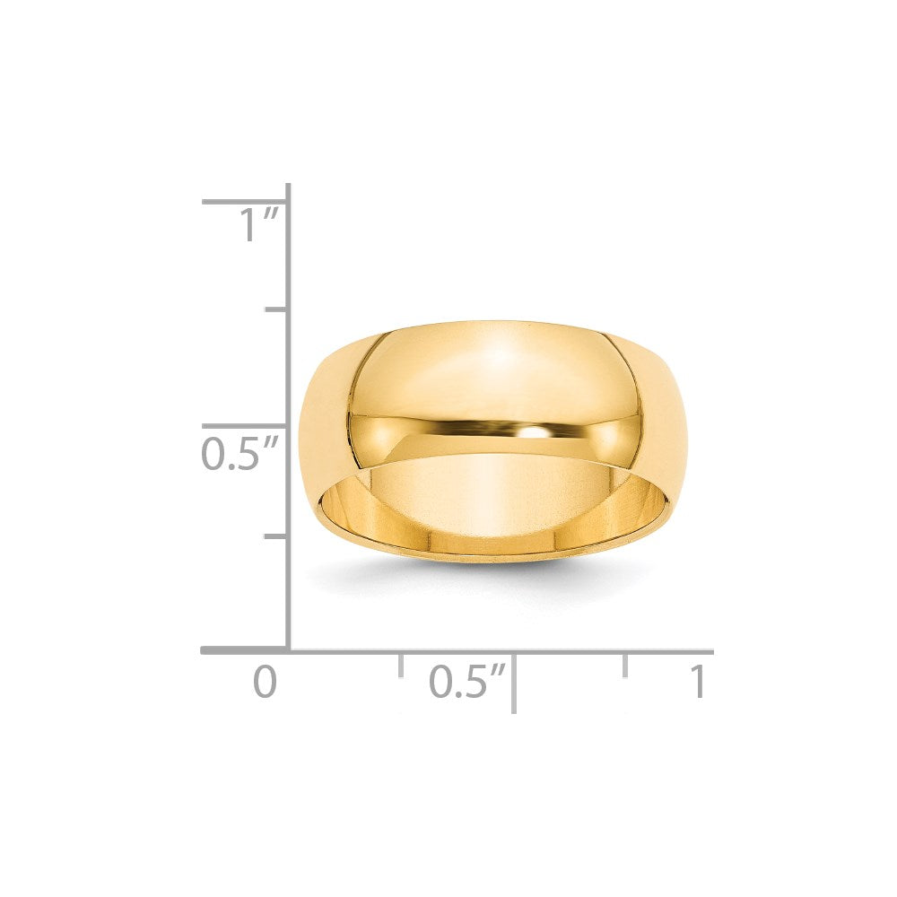 14k Yellow Gold 8mm Half-Round Wedding Band Ring