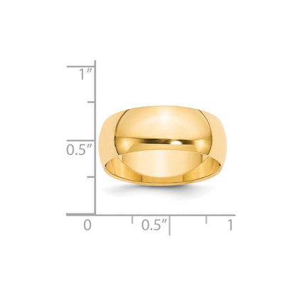14k Yellow Gold 8mm Half-Round Wedding Band Ring
