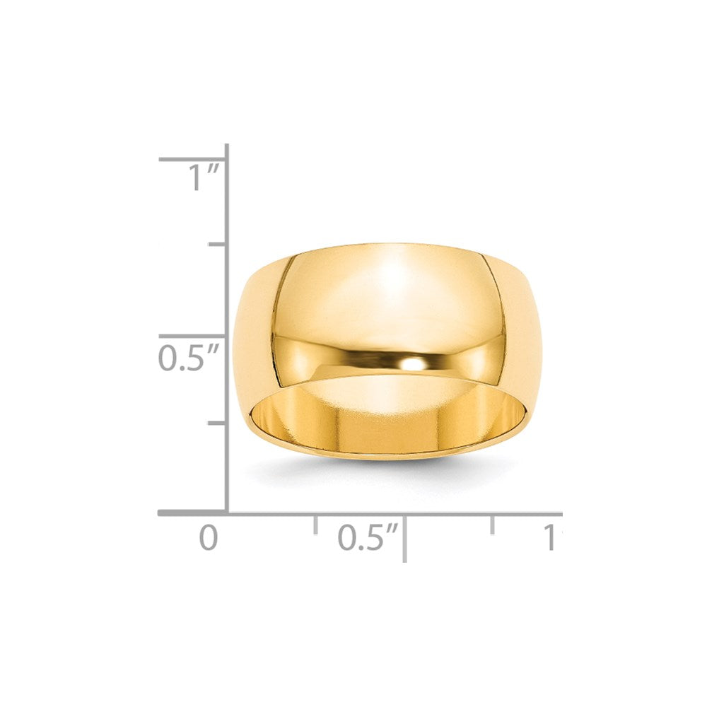 14k Yellow Gold 10mm Half-Round Wedding Band Ring