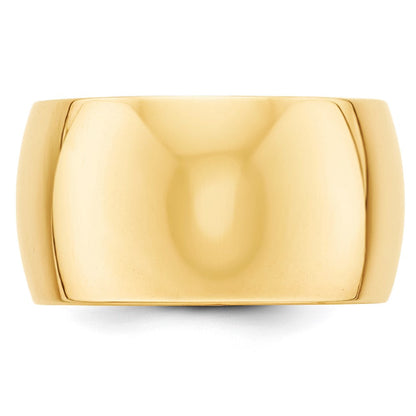Solid 18K Yellow Gold 12mm Half Round Men's/Women's Wedding Band Ring Size 6.5