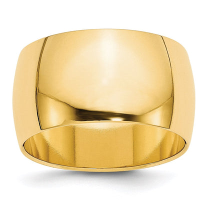 Solid 18K Yellow Gold 12mm Half Round Men's/Women's Wedding Band Ring Size 6.5