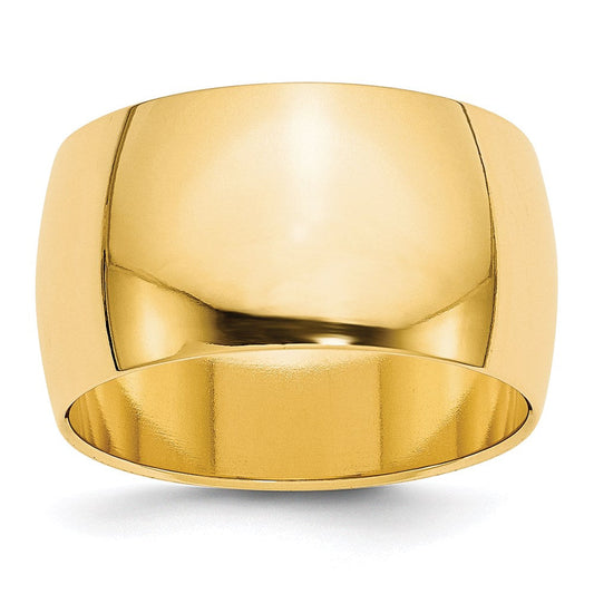 Solid 18K Yellow Gold 12mm Half Round Men's/Women's Wedding Band Ring Size 6.5