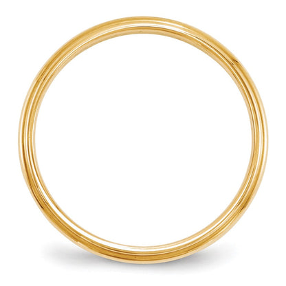 18k Yellow Gold 2.5mm Half Round with Edge Wedding Band Ring