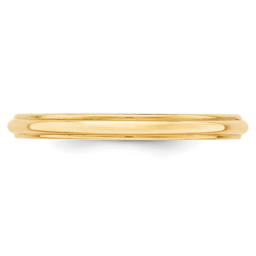 14k Yellow Gold 2.5mm Half Round with Edge Wedding Band Ring
