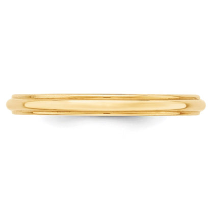 Solid 18K Yellow Gold 2.5mm Half Round with Edge Men's/Women's Wedding Band Ring Size 10