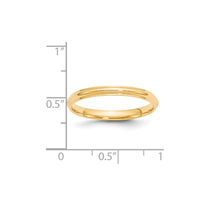 Solid 18K Yellow Gold 2.5mm Half Round with Edge Men's/Women's Wedding Band Ring Size 10