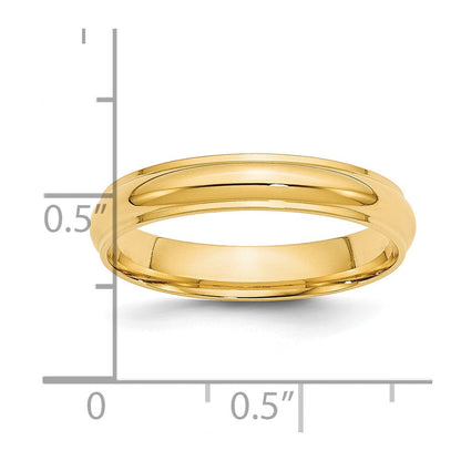 18k Yellow Gold 4mm Half Round with Edge Wedding Band Ring