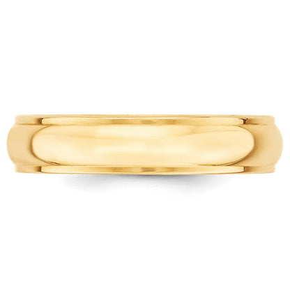 18k Yellow Gold 5mm Half Round with Edge Wedding Band Ring
