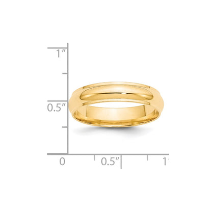Solid 18K Yellow Gold 5mm Half Round with Edge Men's/Women's Wedding Band Ring Size 11