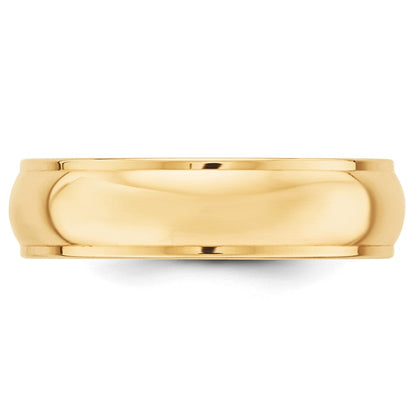 Solid 18K Yellow Gold 6mm Half Round with Edge Men's/Women's Wedding Band Ring Size 6.5
