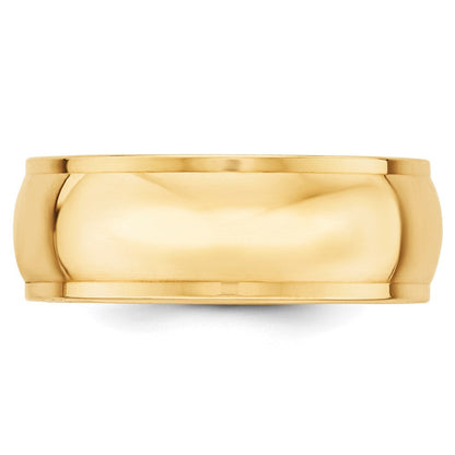 Solid 18K Yellow Gold 8mm Half Round with Edge Men's/Women's Wedding Band Ring Size 10