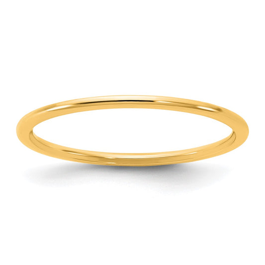 10K Yellow Gold 10Ky 1mm Lightweight Half Round Band Size 8