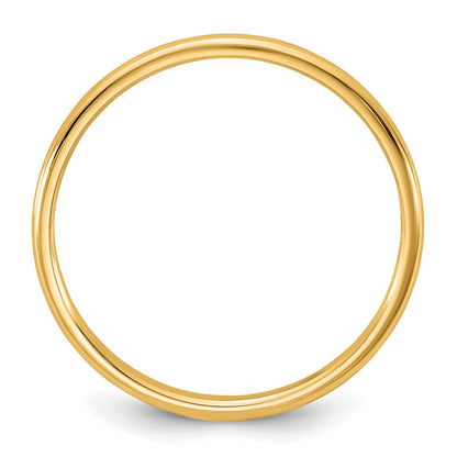 10K Yellow Gold 10Ky 1.5mm Lightweight Half Round Band Size 14