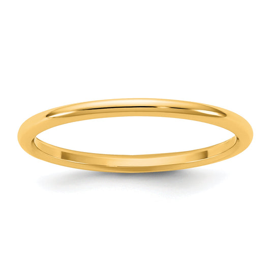 10K Yellow Gold 10Ky 1.5mm Lightweight Half Round Band Size 6.5